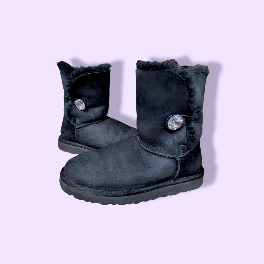 Ugg | Bailey Button Bling Suede Winter Boots, in Black, Size 7